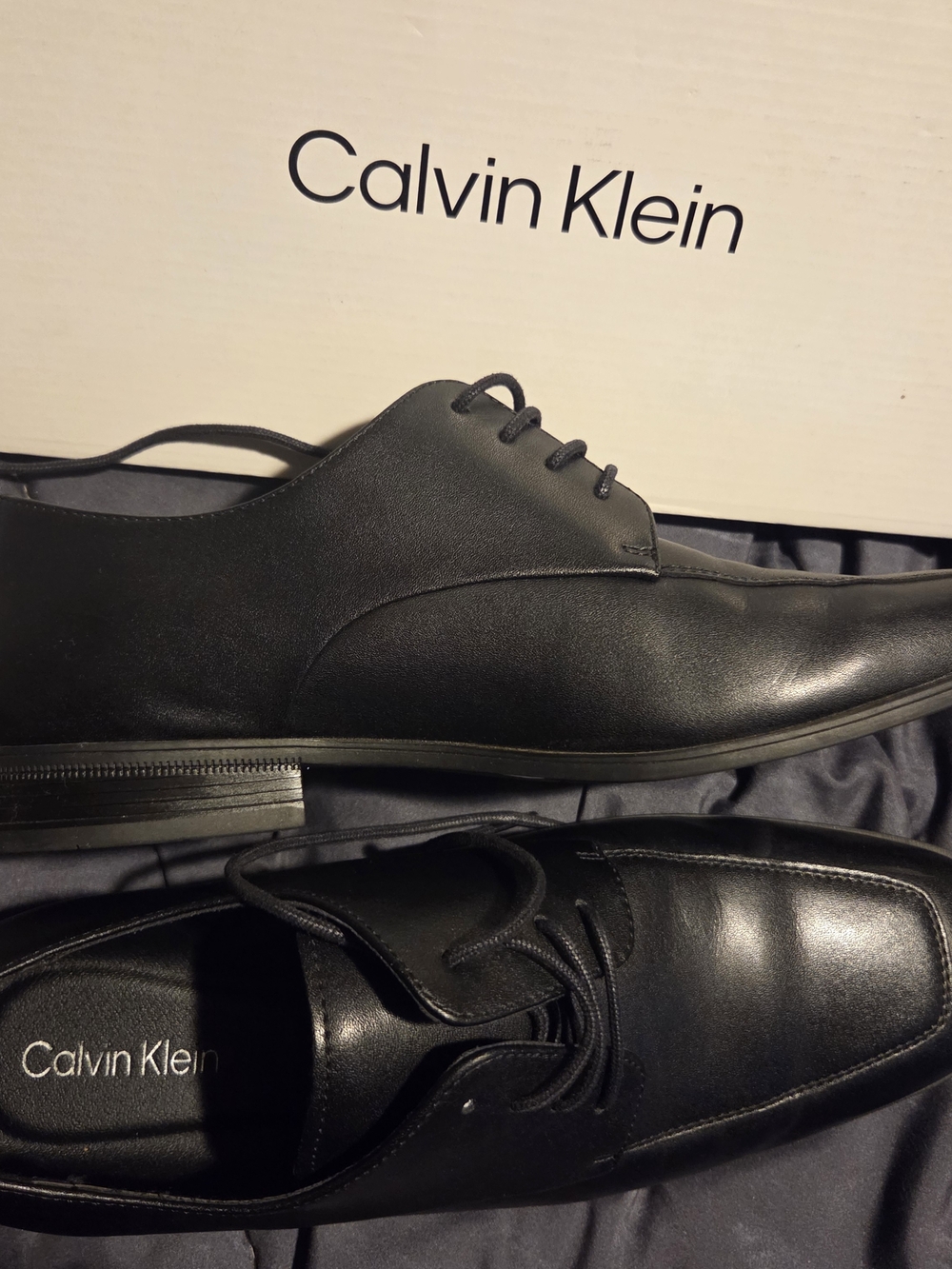 Calvin Klein Black Leather Lace-Up Oxford Dress Shoes